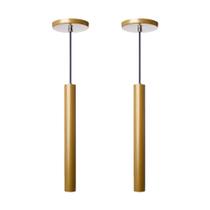 Kit 2 Pendente Luminária Tubo Dourado Fosco 30 Cm + Led 4w Kit 2 Pendente Luminária Tubo Dourado Fosco 30 Cm + Led 4w