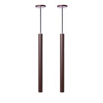 Kit 2 Pendente Luminária Tubo Marrom 40Cm + Led Canopla 6cm