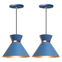 Kit 2 Pendente Lustre Luminária Berlim 15cm Azul