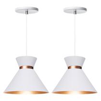 Kit 2 Pendente Lustre Luminária Berlim 15cm Branco Kit 2 Pendente Lustre Luminária Berlim 15cm Branco