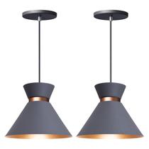 Kit 2 Pendente Lustre Luminária Berlim 15cm Cinza
