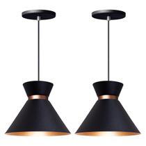 Kit 2 Pendente Lustre Luminária Berlim 15cm Preto Kit 2 Pendente Lustre Luminária Berlim 15cm Preto