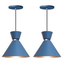 Kit 2 Pendente Lustre Luminária Berlim 23cm Azul