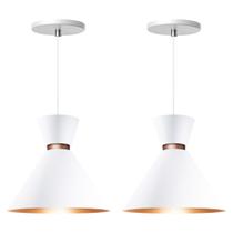 Kit 2 Pendente Lustre Luminária Berlin 23cm Branco Kit 2 Pendente Lustre Luminária Berlin 23cm Branco