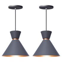 Kit 2 Pendente Lustre Luminária Berlin 23cm Cinza Kit 2 Pendente Lustre Luminária Berlin 23cm Cinza