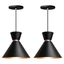 Kit 2 Pendente Lustre Luminária Berlin 23cm Preto Kit 2 Pendente Lustre Luminária Berlin 23cm Preto