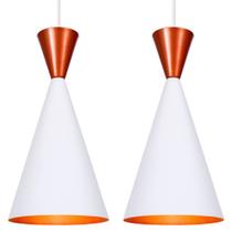 Kit 2 Pendente Lustre Luminária Canada Branco Topo Cobre Kit 2 Pendente Lustre Luminária Canada Branco Topo Cobre