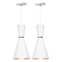 Kit 2 Pendente Lustre Luminária Cone Moscou 39cm Branco