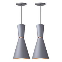 Kit 2 Pendente Lustre Luminária Cone Moscou 39cm Cinza Kit 2 Pendente Lustre Luminária Cone Moscou 39cm Cinza