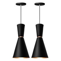 Kit 2 Pendente Lustre Luminária Cone Moscou 39cm Preto Kit 2 Pendente Lustre Luminária Cone Moscou 39cm Preto