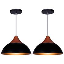Kit 2 Pendente Lustre Luminária Elegance Preto