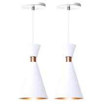 Kit 2 Pendente Lustre Luminária Mini Pequim Branco 24cm