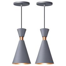 Kit 2 Pendente Lustre Luminária Mini Pequim Cinza 24cm