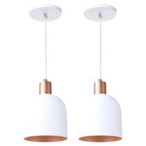 Kit 2 Pendente Lustre Luminária Open em Alumínio Branco
