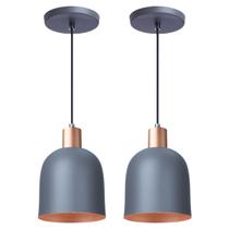 Kit 2 Pendente Lustre Luminária Open em Alumínio Cinza Kit 2 Pendente Lustre Luminária Open em Alumínio Cinza