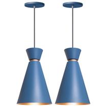 Kit 2 Pendente Lustre Luminária Pequim 30cm Azul