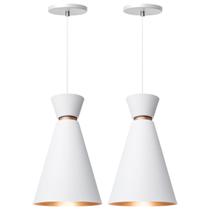 Kit 2 Pendente Lustre Luminária Pequim 30cm Branco