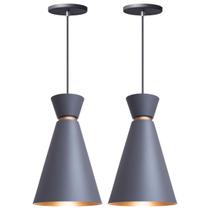 Kit 2 Pendente Lustre Luminária Pequim Cinza 30cm Kit 2 Pendente Lustre Luminária Pequim Cinza 30cm