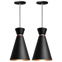 Kit 2 Pendente Lustre Luminária Pequim Preto 30cm Kit 2 Pendente Lustre Luminária Pequim Preto 30cm