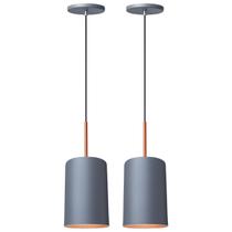 Kit 2 Pendente Lustre Luminária Veneza Cinza Kit 2 Pendente Lustre Luminária Veneza Cinza