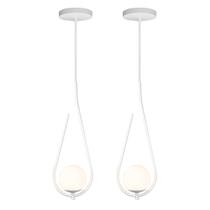 Kit 2 Pendente Lustre On Drop BRANCO globo de vidro BRANCO