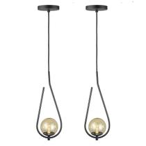 Kit 2 Pendente Lustre On Drop PRETO globo de vidro AMBAR Kit 2 Pendente Lustre On Drop PRETO globo de vidro AMBAR