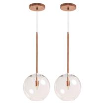 Kit 2 Pendente Lux Cobre Rose Gold Globo Vidro 20Cm + Led Kit 2 Pendente Lux Cobre Rose Gold Globo Vidro 20Cm + Led