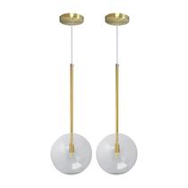 Kit 2 Pendente Lux Dourado Globo Vidro Cristal 20Cm + Led Kit 2 Pendente Lux Dourado Globo Vidro Cristal 20Cm + Led
