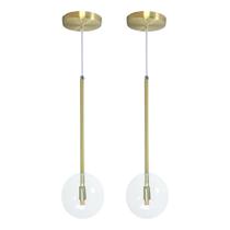 Kit 2 Pendente Lux Dourado Globo Vidro Cristal + Led Kit 2 Pendente Lux Dourado Globo Vidro Cristal + Led