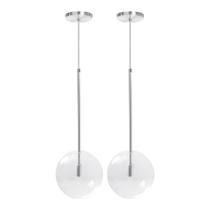 Kit 2 Pendente Lux Escovado Globo Vidro Cristal 20Cm + Led Kit 2 Pendente Lux Escovado Globo Vidro Cristal 20Cm + Led