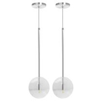 Kit 2 Pendente Lux Globo Cristal Vidro Escovado + Led Kit 2 Pendente Lux Globo Cristal Vidro Escovado + Led