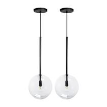 Kit 2 Pendente Lux Preto Globo Vidro Cristal 20Cm + Led Kit 2 Pendente Lux Preto Globo Vidro Cristal 20Cm + Led
