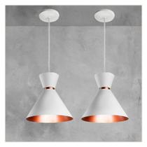 Kit 2 Pendente Luxo R.R.J.V 18Cm Branco / Cobre - RRJV NEGOCIOS Kit 2 Pendente Luxo R.R.J.V 18Cm Branco / Cobre - RRJV NEGOCIOS