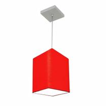 Kit/2 Pendente Md-4007 Cúpula em Tecido Quadrado 25/16x16cm Vermelho - Bivolt