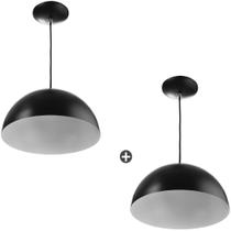 Kit 2 Pendente Meia Bola 30 Preto Cozinha Churrasqueira Kit 2 Pendente Meia Bola 30 Preto Cozinha Churrasqueira