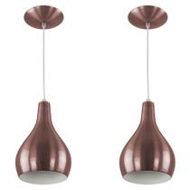 Kit 2 Pendente Nepal Drop Premium Gourmet Aluminio Gold Rose