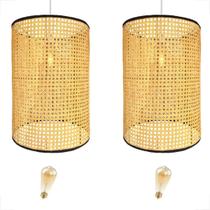 Kit 2 Pendente Palha Indiana Fibra Natural 40 X 56 Nat85 +