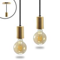 Kit 2 Pendente Soquete Copinho E27 Dourado + Led G95 Kit 2 Pendente Soquete Copinho E27 Dourado + Led G95