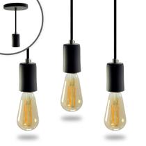 Kit 2 Pendente Soquete Copinho E27 Preto + Led ST64 Kit 2 Pendente Soquete Copinho E27 Preto + Led ST64