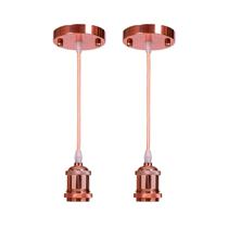 Kit 2 Pendente Soquete Retrô Industrial E27 Rose Gold