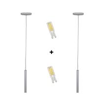 kit 2 Pendente Tubo 30CM G9 Balcao Branco Fosco c/ Led