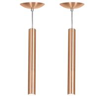 Kit 2 Pendente Tubo Cilindro Alumínio Cobre 40Cm + Led 6k