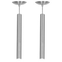 Kit 2 Pendente Tubo Cilindro Alumínio Escovado 50Cm + Led 3k
