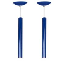 Kit 2 Pendente Tubo Cilindro Azul 40Cm + Led 3k Kit 2 Pendente Tubo Cilindro Azul 40Cm + Led 3k