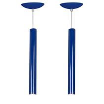 Kit 2 Pendente Tubo Cilindro Azul 40Cm + Led 6k Kit 2 Pendente Tubo Cilindro Azul 40Cm + Led 6k