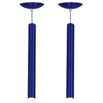 Kit 2 Pendente Tubo Cilindro Azul Metalico 50Cm + Led 3k Kit 2 Pendente Tubo Cilindro Azul Metalico 50Cm + Led 3k