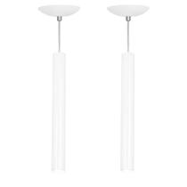Kit 2 Pendente Tubo Cilindro Branco 40Cm + Led 6k