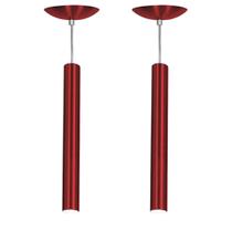 Kit 2 Pendente Tubo Cilindro Cereja 40Cm + Led 3k Kit 2 Pendente Tubo Cilindro Cereja 40Cm + Led 3k