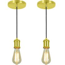 Kit 2 Pendente Tubo Cilindro Nordic Dourado
