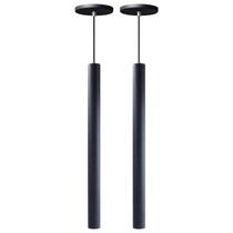 Kit 2 Pendente Tubo Cilindro Preto 50 Cm Cabo 4m
